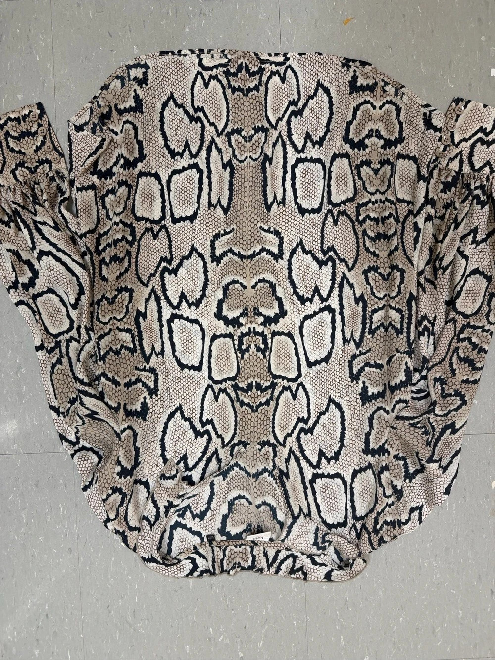 CAbi Serpentine Blouse Animal Print Black & Cream Small